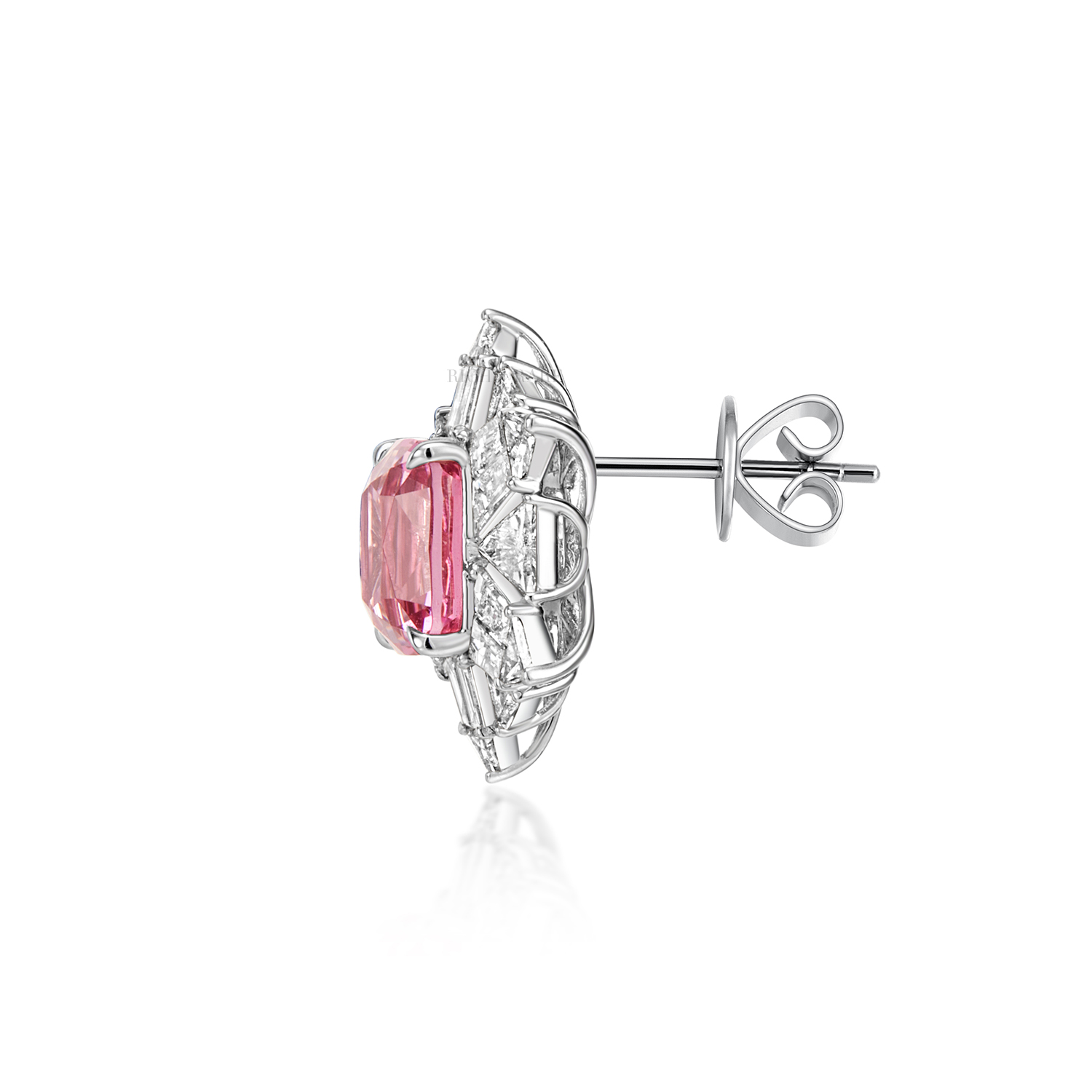 PINK SPINEL AND DIAMOND EARSTUDS